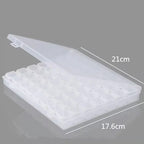 Clear plastic container with lid and measurement details on a gray background