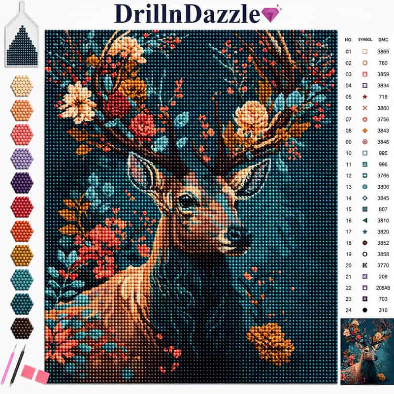 A deer diamond painting kit from Drill n Dazzle.